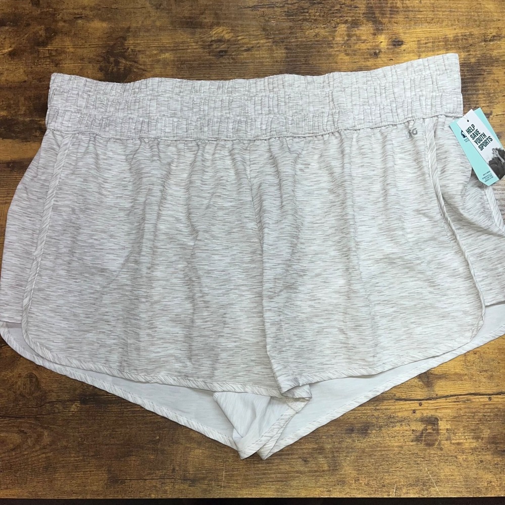 DSG Women's 3" High Rise Waistband Lined Shorts 2X XXL NWT Heather White - Picture 1 of 7